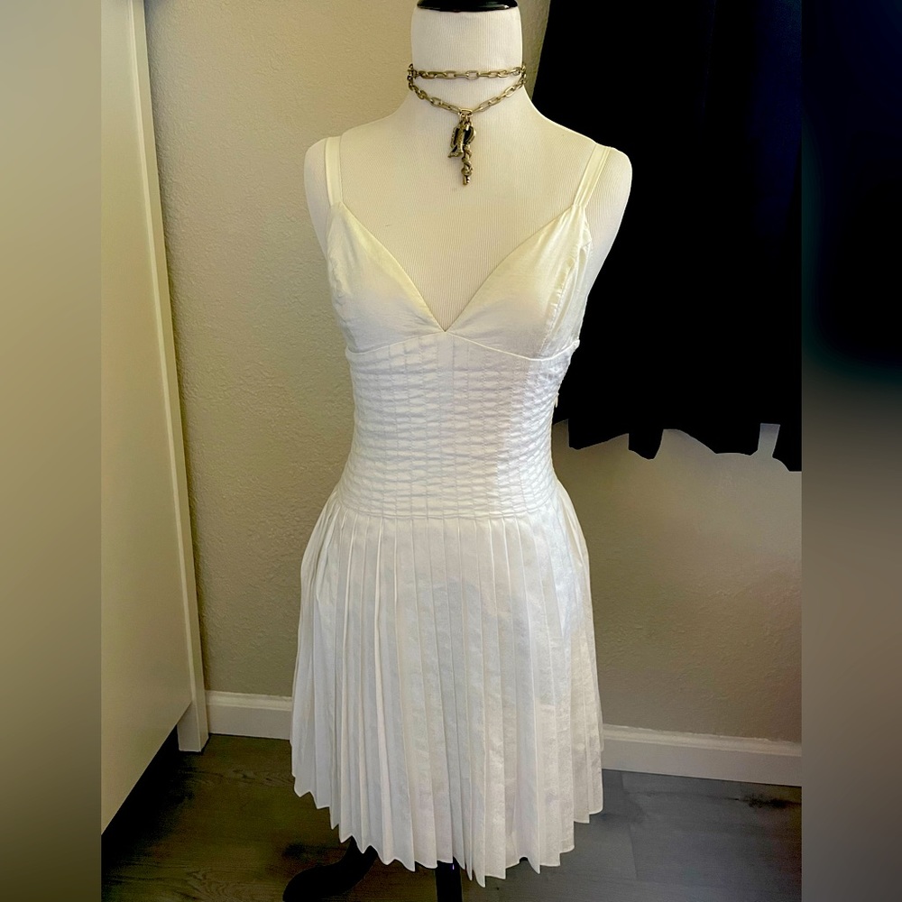 Jean Paul Gaultier white pleated fully lined cocktail dress size EU 38